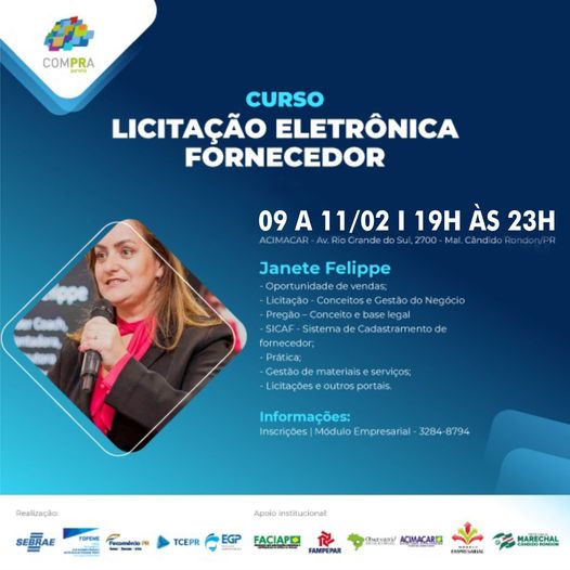 Empresários estão sendo convidados a participar de curso com foco em licitação eletrônica