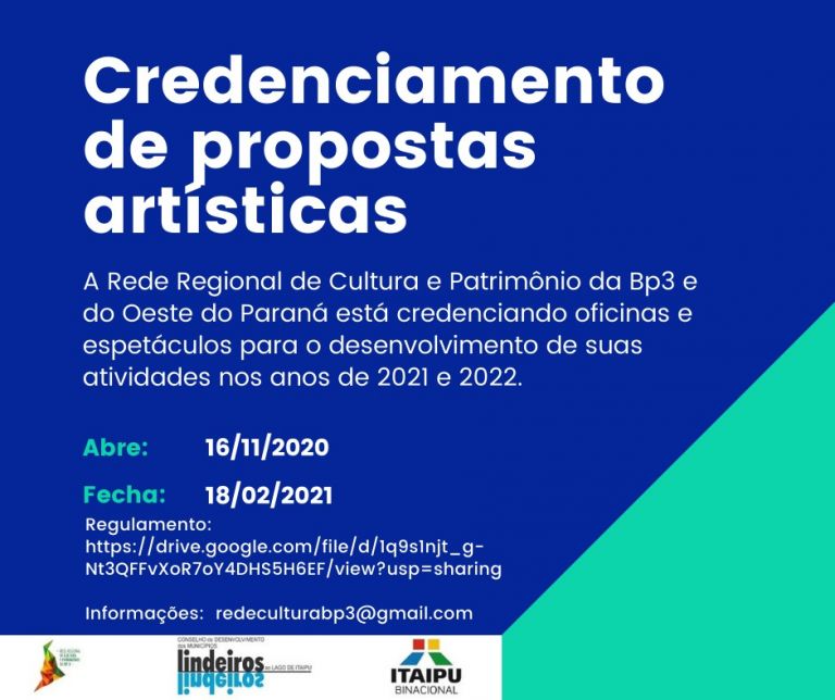 Continua aberto credenciamento de artistas Oeste do Paraná para incentivo à cultura regional