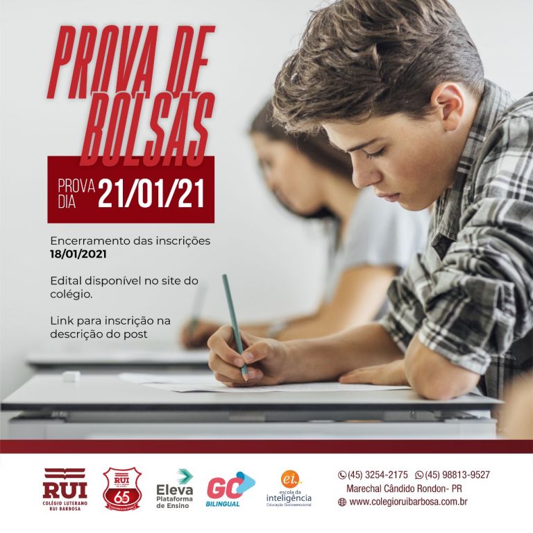 Inscrições para prova de bolsas do Rui Barbosa encerram nesta terça-feira