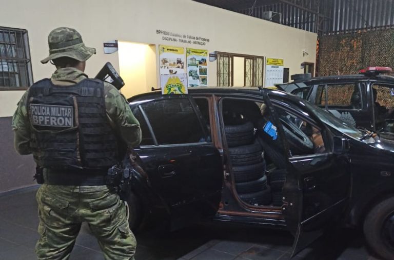 BPFron apreende pneus contrabandeados em Guaíra