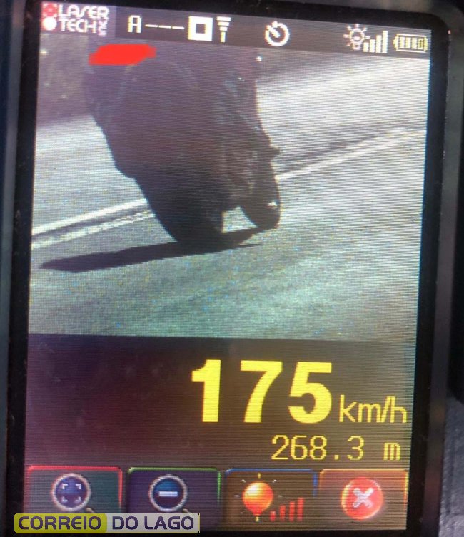 PRE de Santa Helena flagra motocicleta a 175 km/h na PR-317 entre São Clemente e Santa Helena