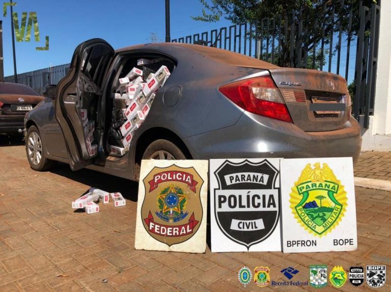 PF e BPFron interceptam veículos com cigarros em Guaíra