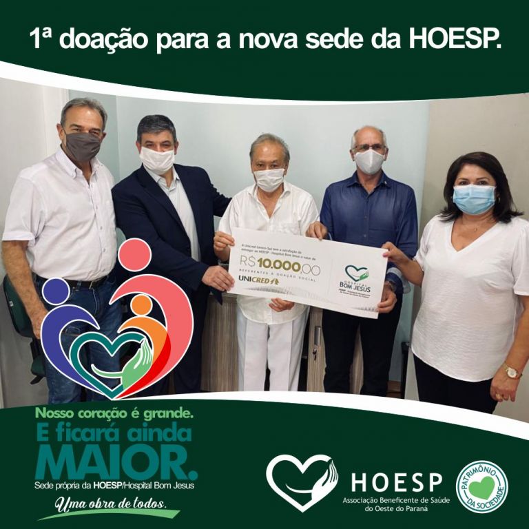 Hoesp/Hospital Bom Jesus recebe a primeira doação para construção da sua sede própria