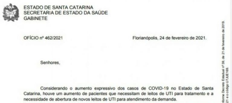 Saúde de Santa Catarina entra em colapso por conta da Covid-19