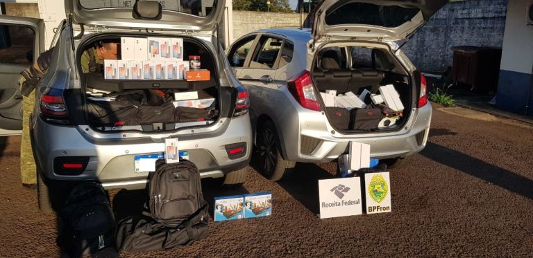 BPFron e Receita Federal interceptam veículos com produtos estrangeiros em Toledo