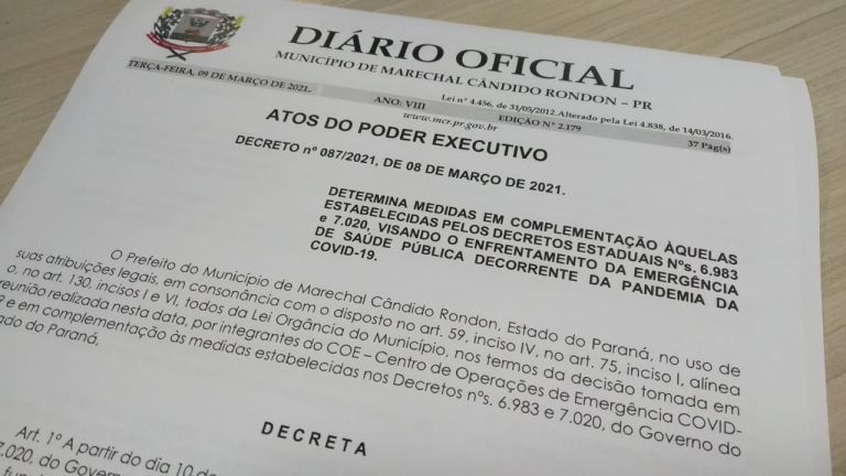 Abertura do comércio entre as 08 e 20 horas: prefeitura rondonense publica novo decreto