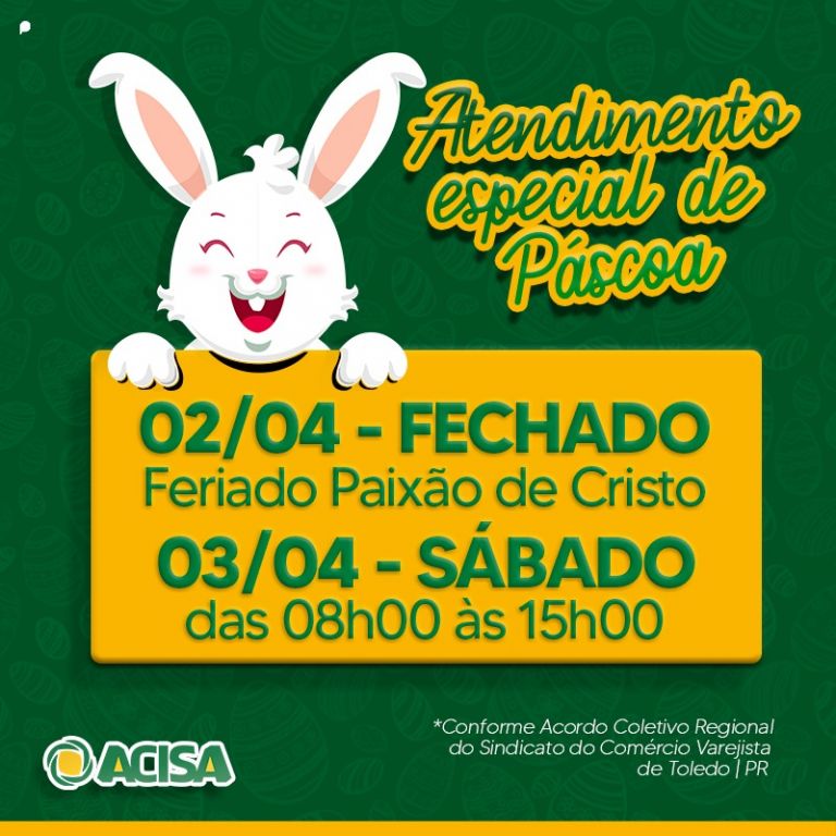 Comércio de Santa Helena terá horário especial de atendimento na véspera de Páscoa