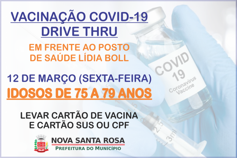 Idosos com idade entre 75 e 79 anos serão vacinados nesta sexta-feira em Nova Santa Rosa