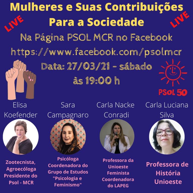 Live “Mulheres e suas contribuições para a sociedade” acontece amanhã às 19 horas