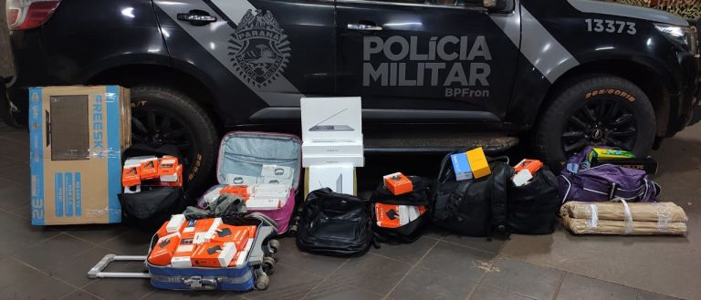 BPFron apreende produtos estrangeiros em ônibus durante Operação Hórus