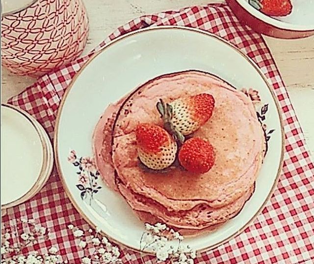 Panquecas doce cor-de-rosa