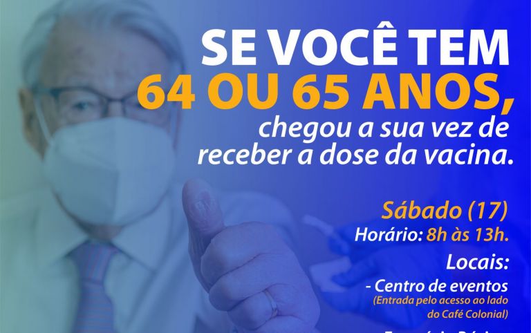 Vacinação contra Covid-19 acontece neste sábado para rondonenses de 64 e 65 anos