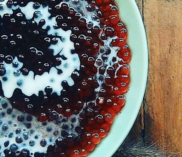 Sagu de vinho e creme