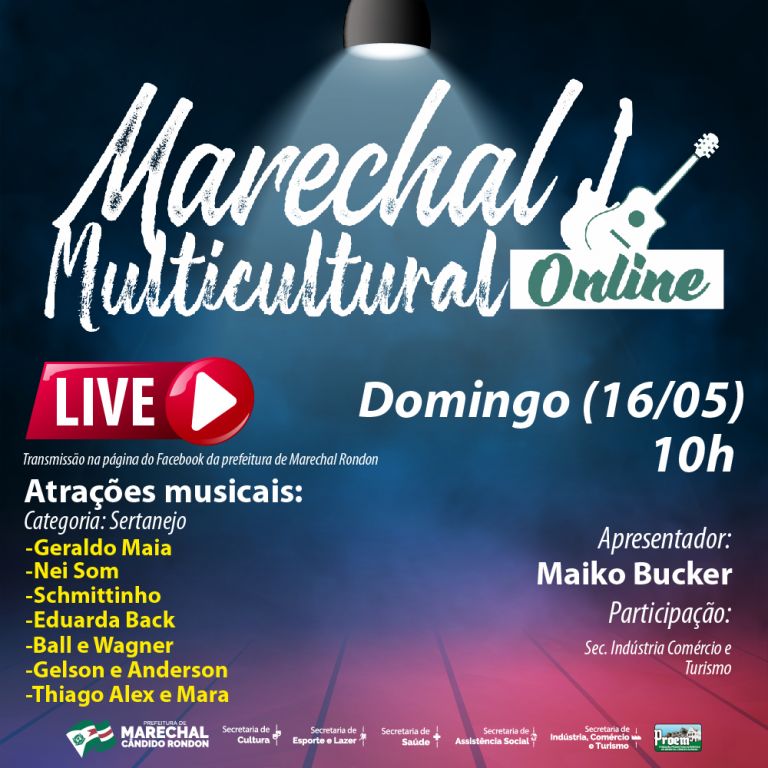 Marechal Multicultural Online terá live no domingo
