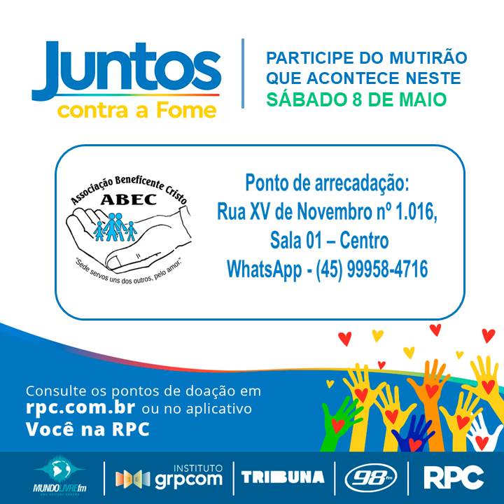 ABEC promove no sábado mutirão para arrecadar alimentos e produtos de limpeza