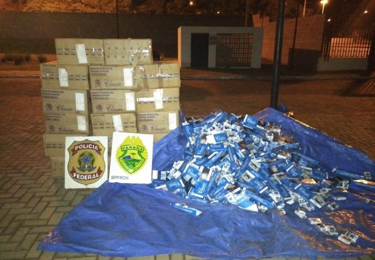 PF e BPFron interceptam veículo carregado com cigarros contrabandeados em Mercedes