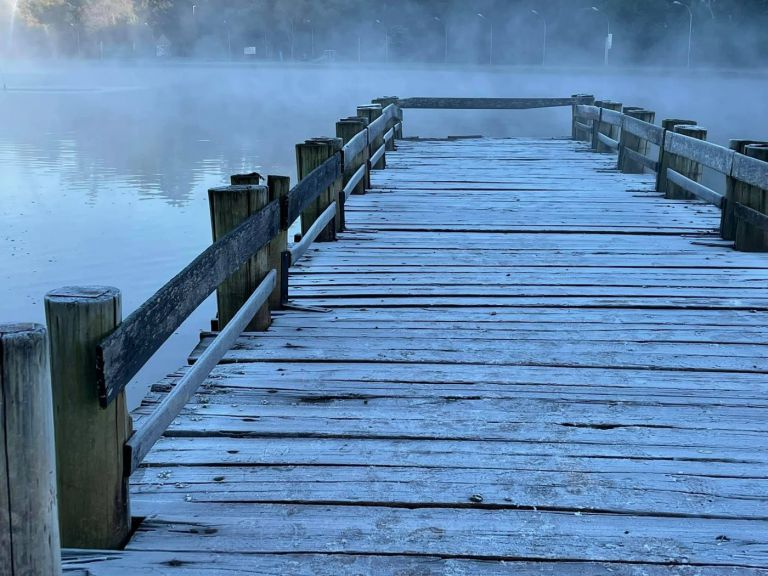 Geada transforma o Lago Municipal, que vira cenário para belas fotos; confira