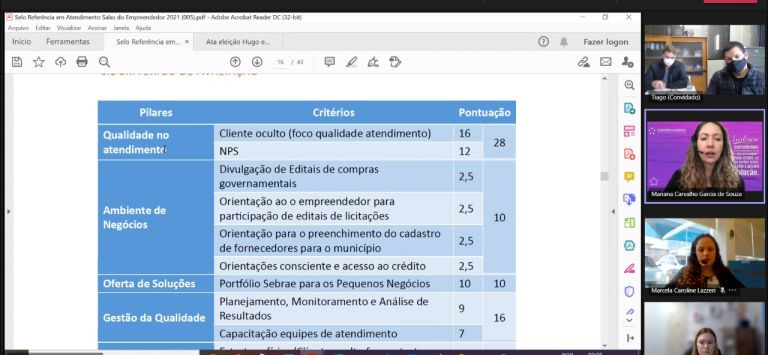 Selo de Referência em Atendimento 2021 é apresentado à Sala do Empreendedor de Quatro Pontes