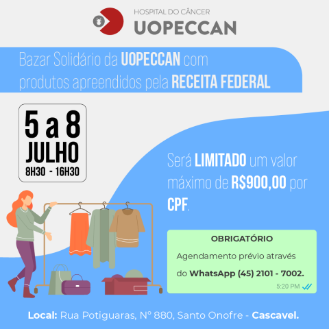 Uopeccan realiza bazar com produtos apreendidos pela Receita Federal