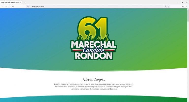 Programação completa das atividades em comemoração aos 61 anos de Marechal Rondon está disponível em site