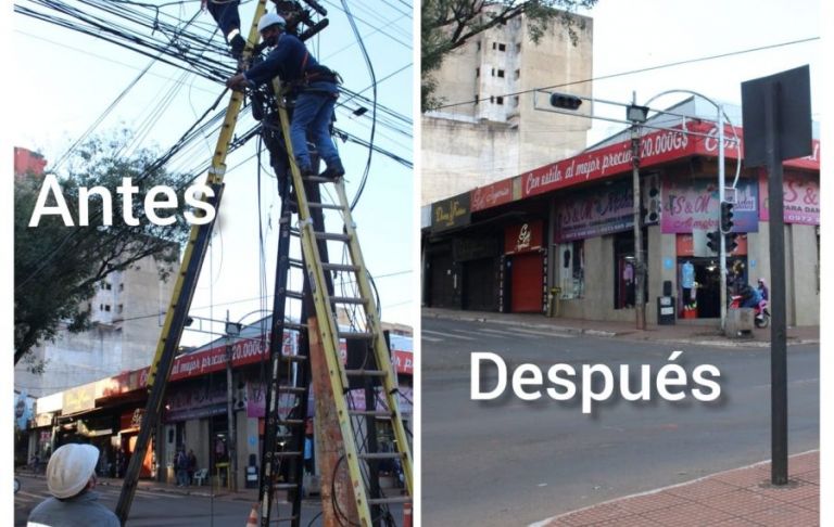 Emaranhado de fios em Cidade do Leste estão com os dias contados