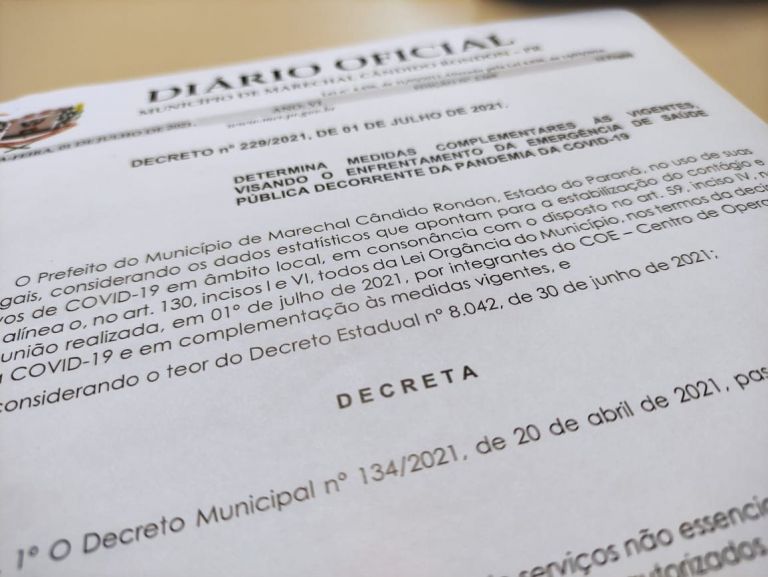 Novo decreto autoriza bares, lanchonetes e restaurantes a funcionar até as 23 horas em Marechal Rondon, inclusive aos domingos