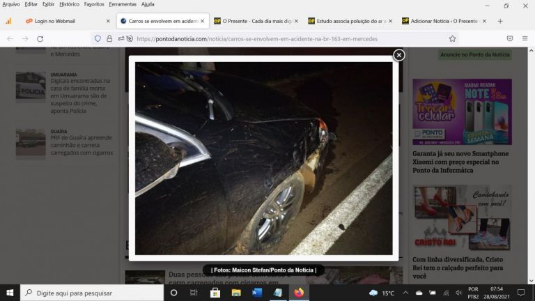 Carros se envolvem em acidente na BR-163