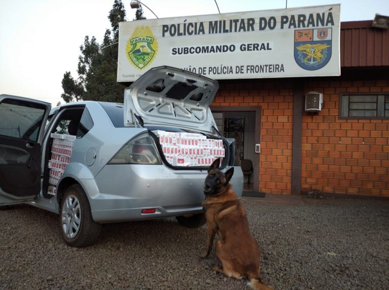 BPFron apreende veículo carregado com cigarros contrabandeados na área rural de Marechal Rondon