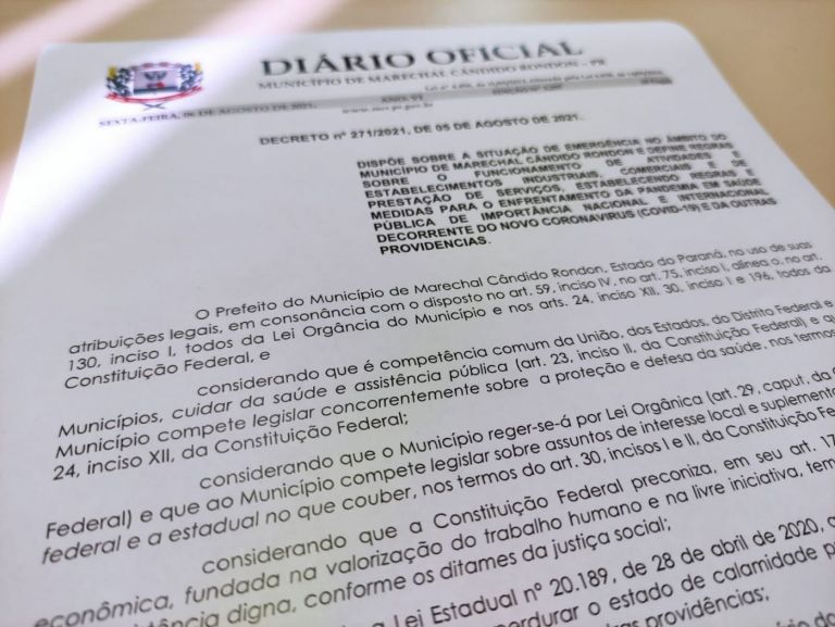 Marechal Rondon publica novo decreto com medidas de enfrentamento à Covid-19