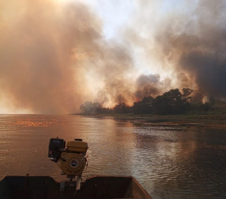 Incêndio atinge Parque Nacional de Ilha Grande em Guaíra; indícios apontam para causa humana