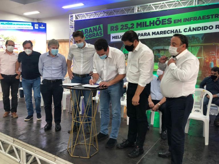 Cumprindo agenda em Marechal Rondon, governador oficializa execução de obras viárias no município