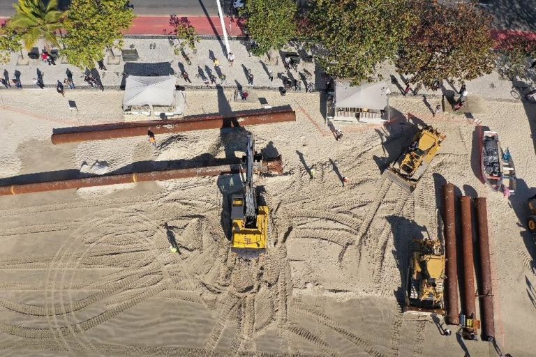 Prefeitura proíbe circulação perto da obra de alargamento da praia de Balneário Camboriú