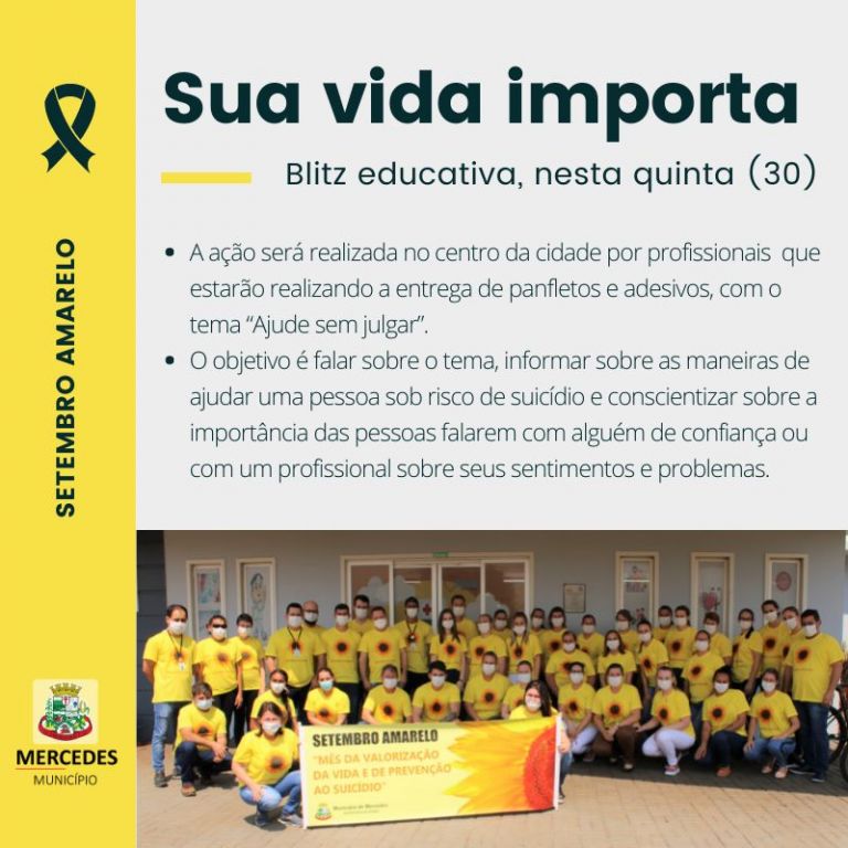 Setembro Amarelo: Mercedes realiza blitz educativa nesta quinta-feira