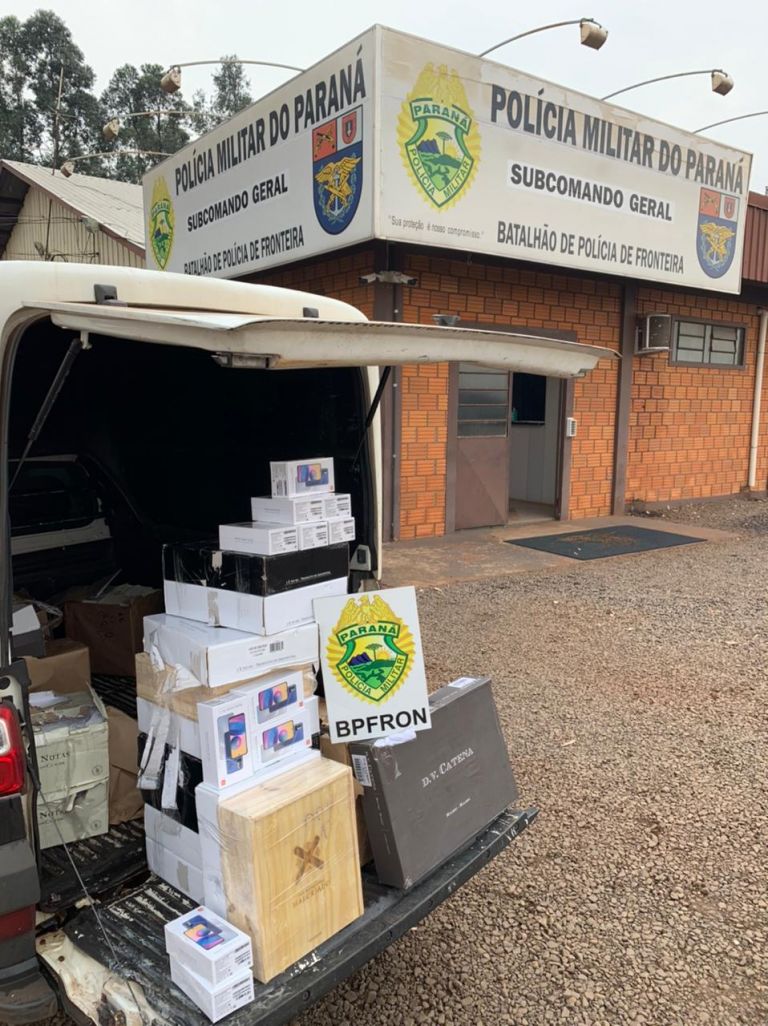 Veículo com bebidas estrangeiras e celulares contrabandeados é apreendido pelo BPFron em Marechal Rondon