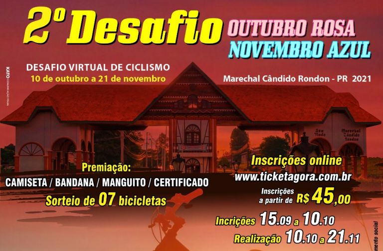 Inscrições ao 2º Desafio Outubro Rosa-Novembro Azul de Ciclismo iniciam nesta quarta-feira