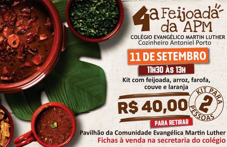 4ª Feijoada da APM do Colégio Martin Luther acontece no dia 11; fichas estão à venda