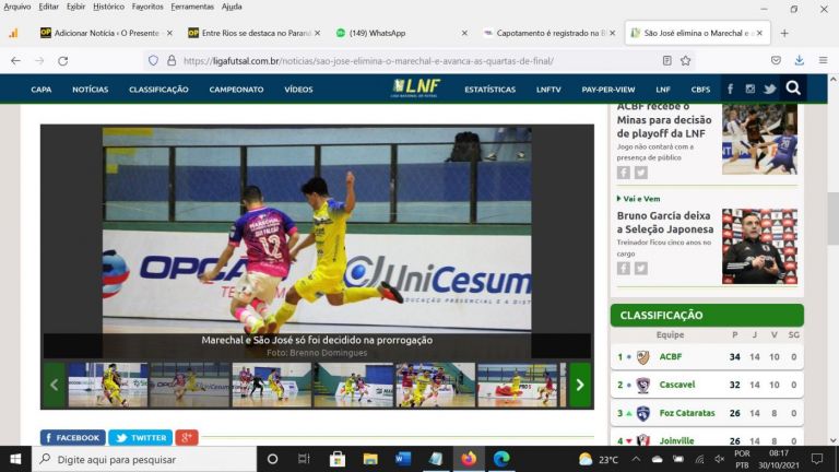 São José elimina o Marechal e avança às quartas de final da Liga Nacional