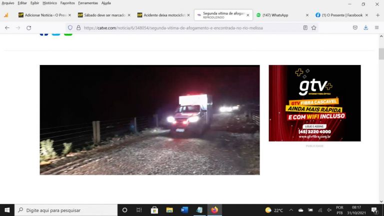 Duas crianças morrem após enxurrada em rio de Cascavel