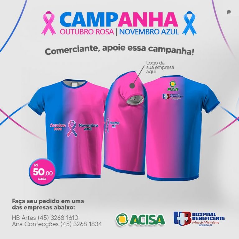 Pedidos de camisetas da campanha de combate ao câncer em Santa Helena podem ser feitos até sexta-feira