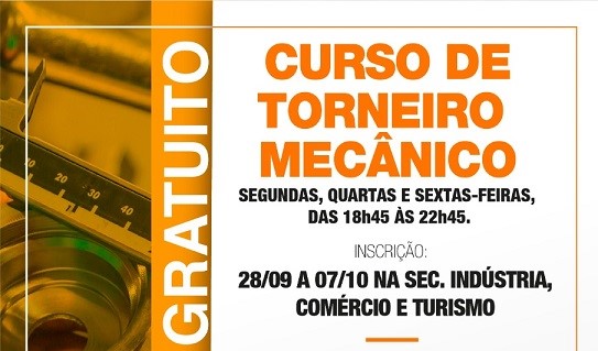 Inscrições para o curso de torneiro mecânico estão abertas até quinta-feira
