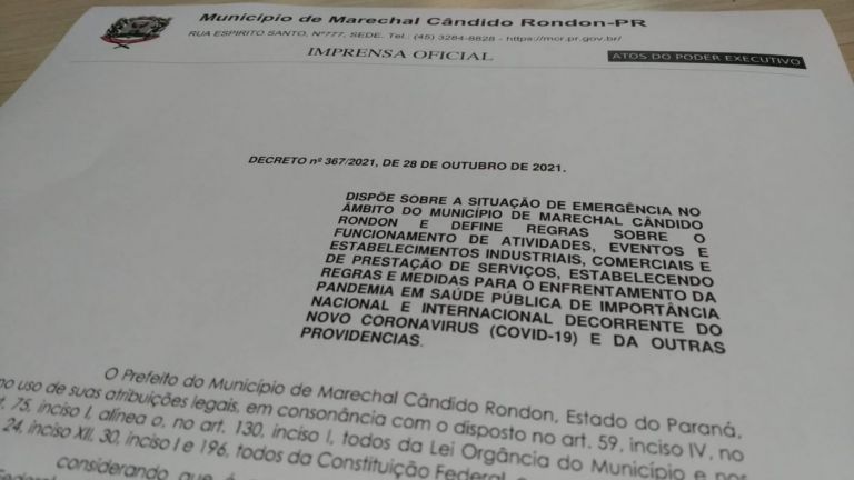 Novo decreto flexibiliza realização de eventos em Marechal Rondon, sem necessidade de aprovação do COE