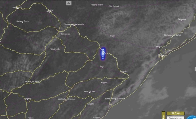 Meteoro explode sobre a fronteira do Rio Grande do Sul com o Uruguai