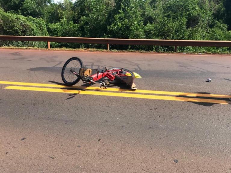 Bitrem atropela ciclista na BR 163, próximo ao Rondon Tênis Clube