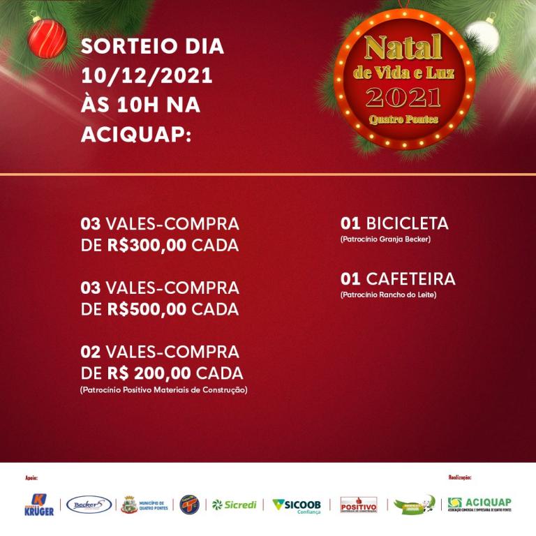 Aciquap realiza primeiro sorteio da campanha “Natal de Vida e Luz” amanhã