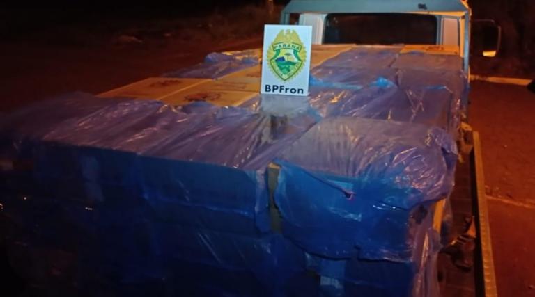 BPFron e PF apreendem 4 mil pacotes de cigarros contrabandeados em Guaíra