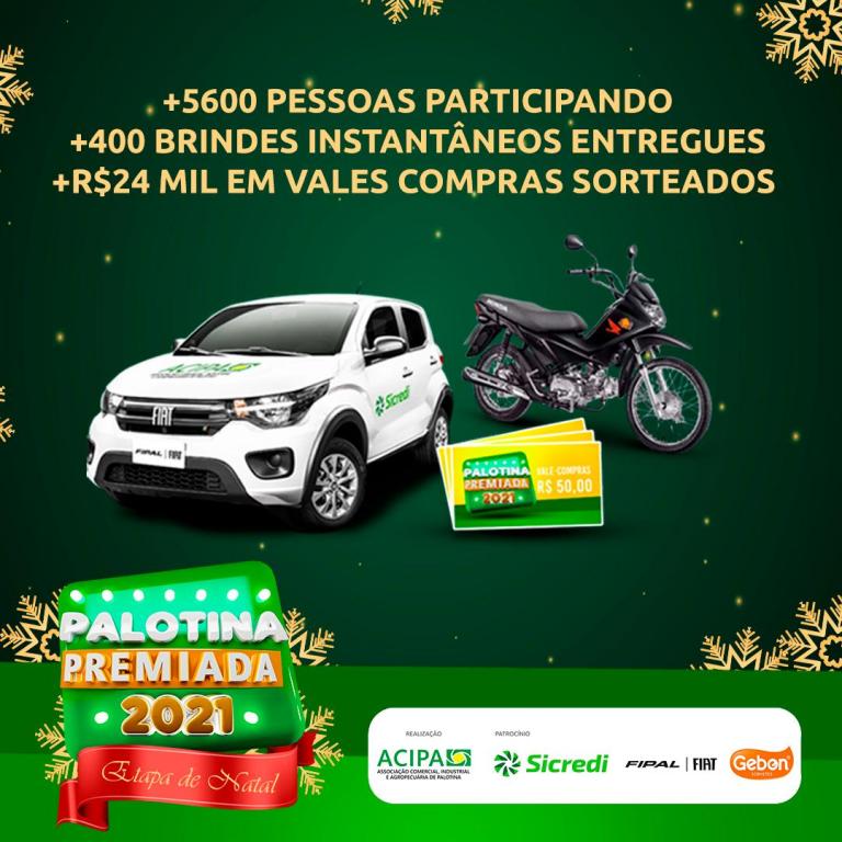 Acipa realiza Promoção Palotina Premiada com sorteio de carro, moto e R$ 12,1 mil em vales compras
