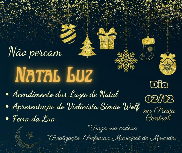 Violinista Simão Wolf e Feira da Lua abrem a programação de final de ano em Mercedes nesta quinta-feira