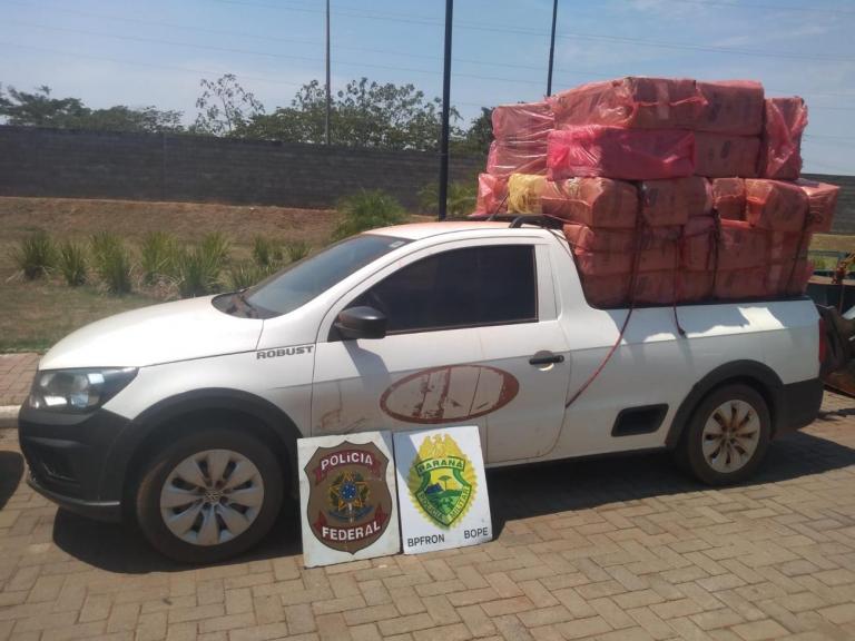 Ação integrada entre BPFron e PF termina com apreensão de carro carregado de cigarros contrabandeados