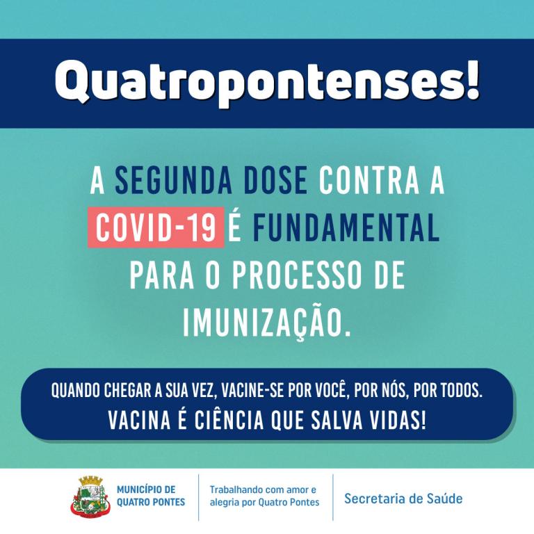 Segunda dose da AstraZeneca contra Covid-19 está disponível aos quatro-pontenses