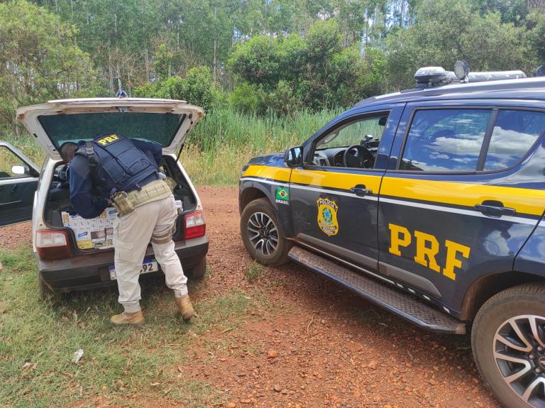 PRF localiza contrabandista de cigarro escondido em mata em Guaíra; veja o vídeo